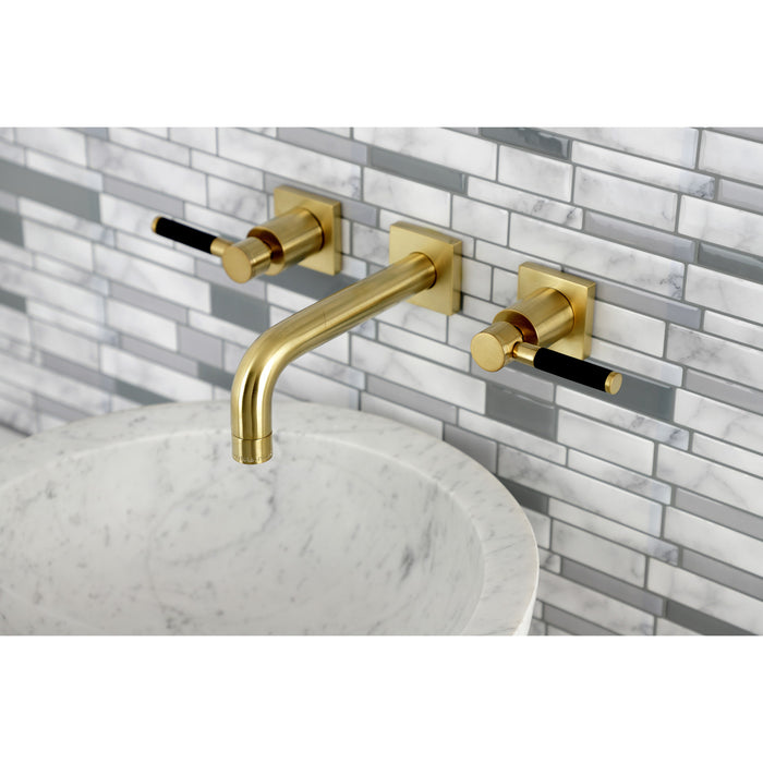 Kaiser KS6127DKL Double-Handle 3-Hole Wall Mount Bathroom Faucet, Brushed Brass