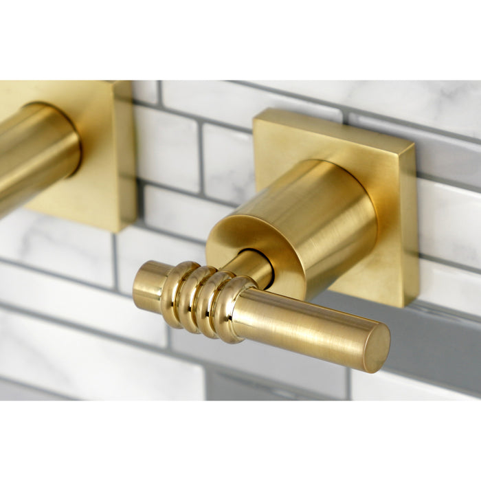 Milano KS6127ML Double-Handle 3-Hole Wall Mount Bathroom Faucet, Brushed Brass