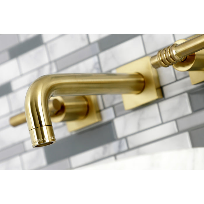 Milano KS6127ML Double-Handle 3-Hole Wall Mount Bathroom Faucet, Brushed Brass