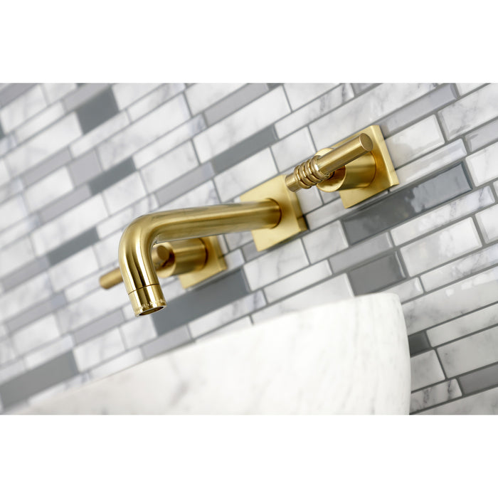 Milano KS6127ML Double-Handle 3-Hole Wall Mount Bathroom Faucet, Brushed Brass