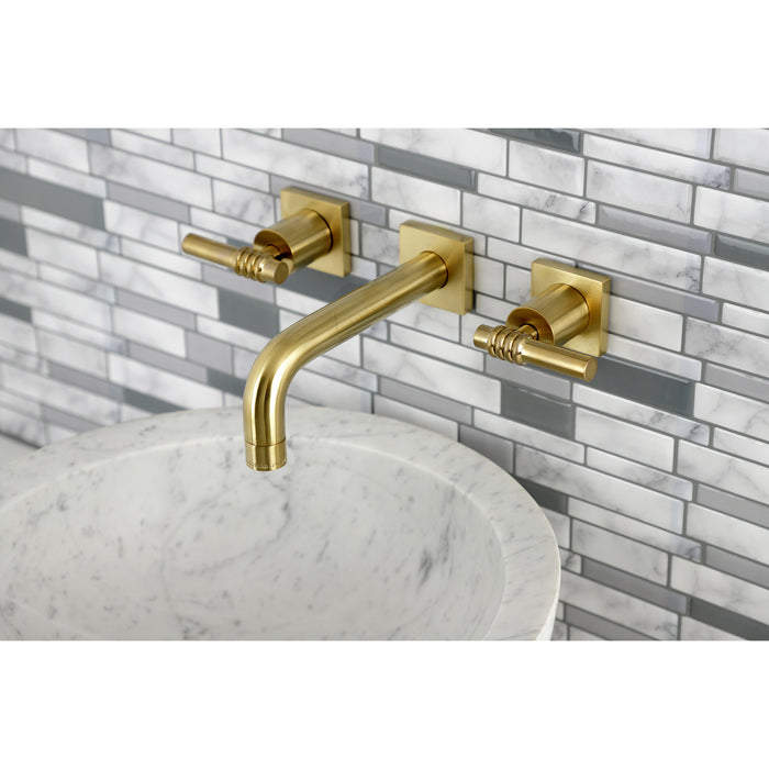 Milano KS6127ML Double-Handle 3-Hole Wall Mount Bathroom Faucet, Brushed Brass