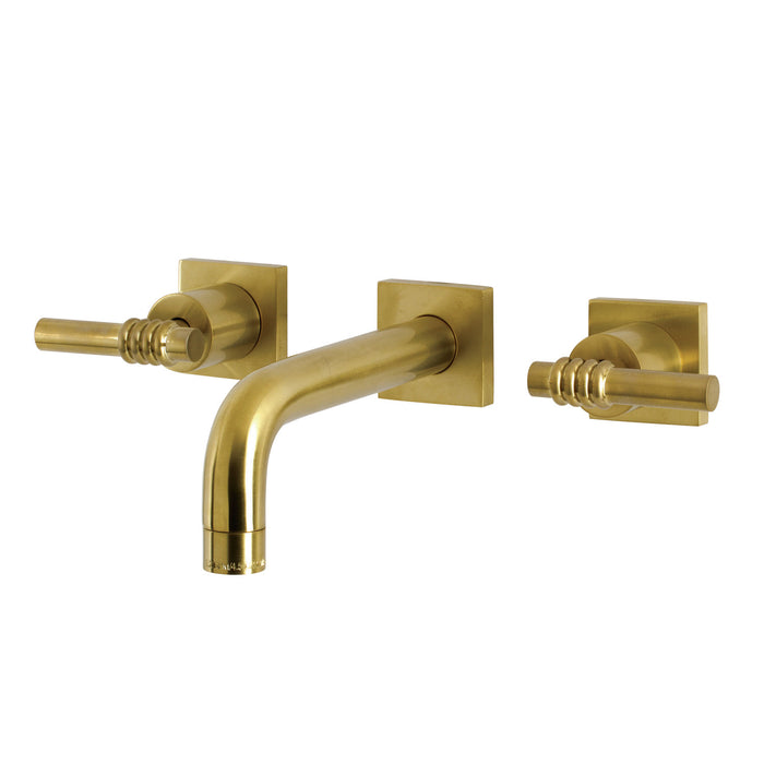 Milano KS6127ML Double-Handle 3-Hole Wall Mount Bathroom Faucet, Brushed Brass