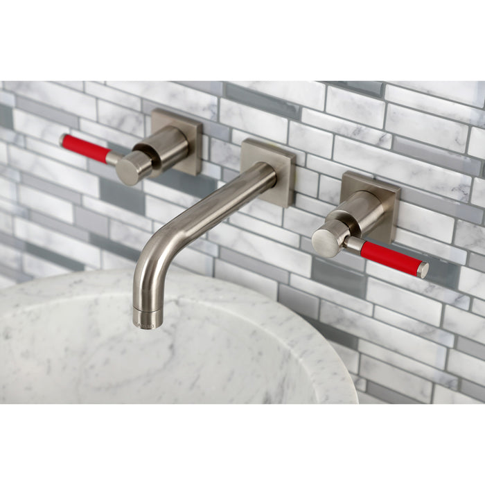 Kaiser KS6128DKL Double-Handle 3-Hole Wall Mount Bathroom Faucet, Brushed Nickel