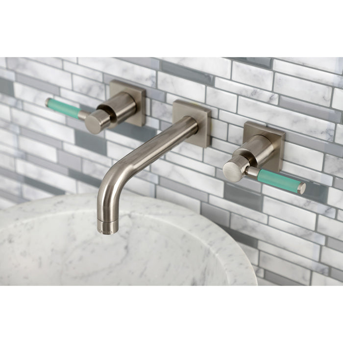 Kaiser KS6128DKL Double-Handle 3-Hole Wall Mount Bathroom Faucet, Brushed Nickel