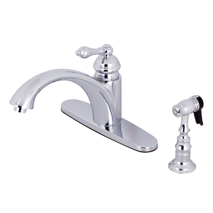 Vintage KS6571ALBS Single-Handle 2-or-4 Hole Deck Mount Kitchen Faucet with Brass Side Sprayer, Polished Chrome