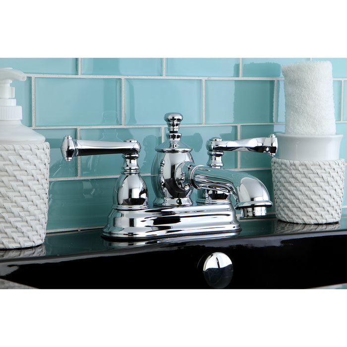 Royale KS7001FL Double-Handle 3-Hole Deck Mount 4-Inch Centerset Bathroom Faucet with Brass Pop-Up, Polished Chrome