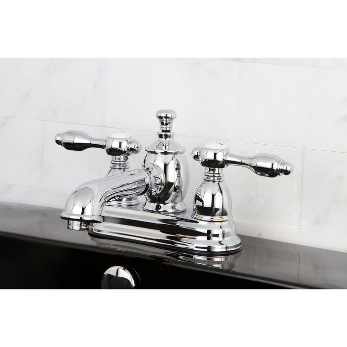 Tudor KS7001TAL Double-Handle 3-Hole Deck Mount 4-Inch Centerset Bathroom Faucet with Brass Pop-Up, Polished Chrome