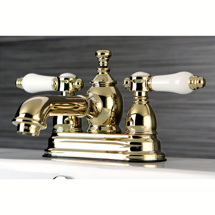 Bel-Air KS7002BPL Double-Handle 3-Hole Deck Mount 4-Inch Centerset Bathroom Faucet with Brass Pop-Up, Polished Brass