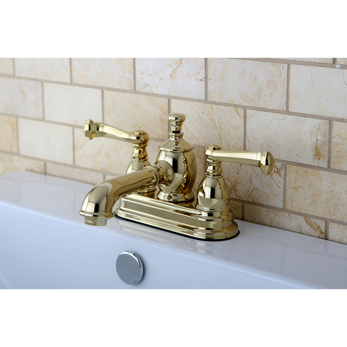 Royale KS7002FL Double-Handle 3-Hole Deck Mount 4-Inch Centerset Bathroom Faucet with Brass Pop-Up, Polished Brass