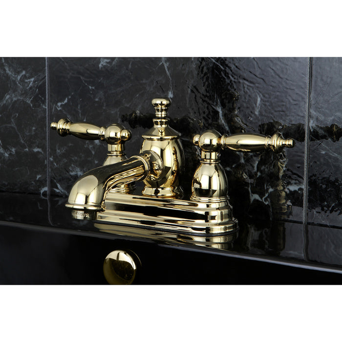 Templeton KS7002TL Double-Handle 3-Hole Deck Mount 4-Inch Centerset Bathroom Faucet with Brass Pop-Up, Polished Brass