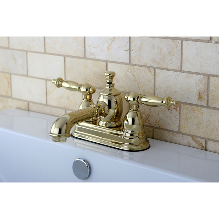 Templeton KS7002TL Double-Handle 3-Hole Deck Mount 4-Inch Centerset Bathroom Faucet with Brass Pop-Up, Polished Brass