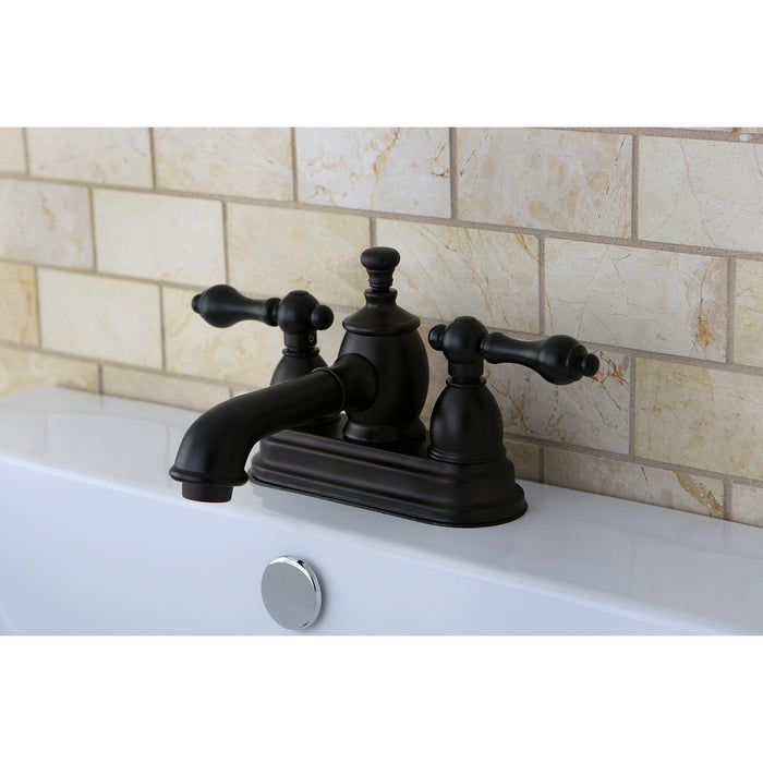 English Country KS7005AL Double-Handle 3-Hole Deck Mount 4-Inch Centerset Bathroom Faucet with Brass Pop-Up, Oil Rubbed Bronze