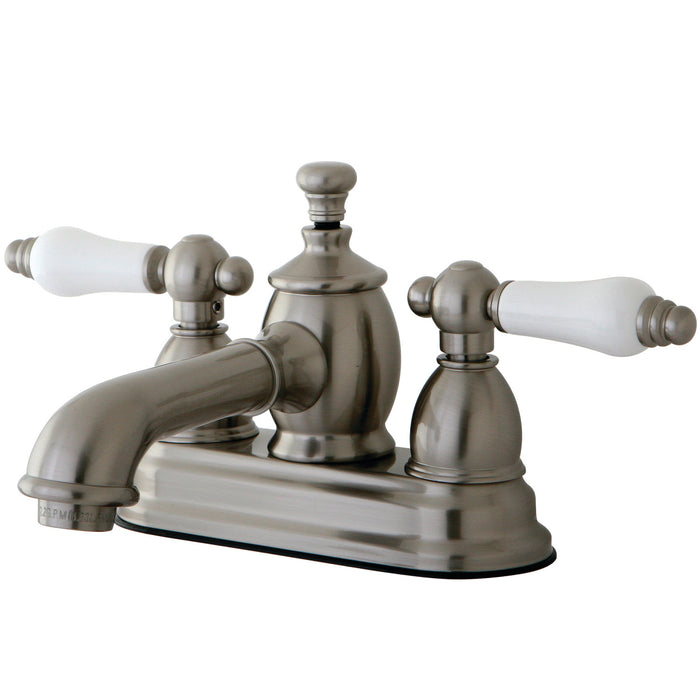 English Country KS7008PL Double-Handle 3-Hole Deck Mount 4-Inch Centerset Bathroom Faucet with Brass Pop-Up, Brushed Nickel