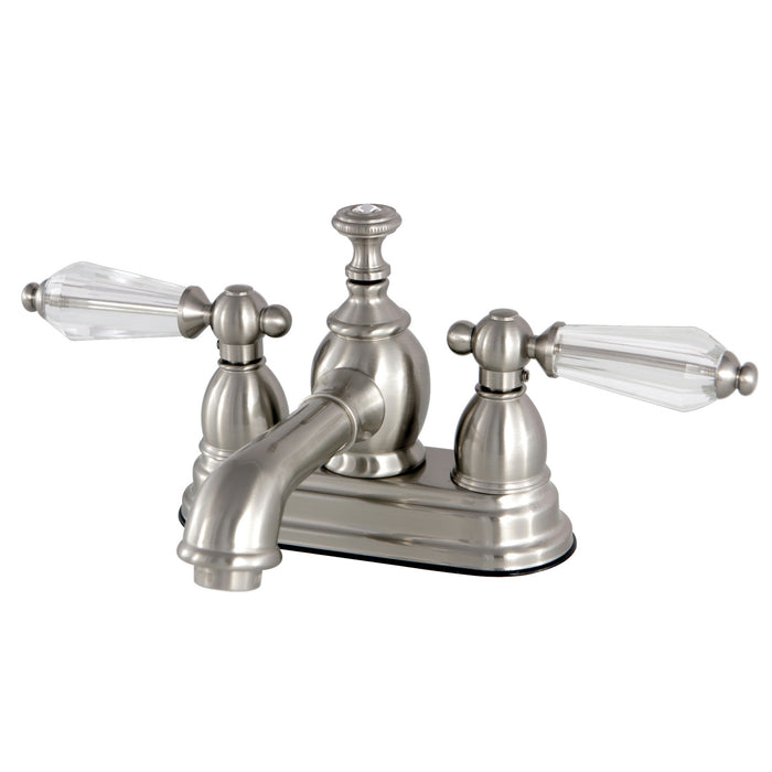 Wilshire KS7008WLL Double-Handle 3-Hole Deck Mount 4-Inch Centerset Bathroom Faucet with Brass Pop-Up, Brushed Nickel