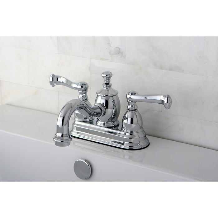 Royale KS7101FL Double-Handle 3-Hole Deck Mount 4-Inch Centerset Bathroom Faucet with Brass Pop-Up, Polished Chrome