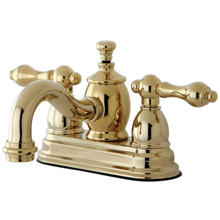 English Country KS7102AL Double-Handle 3-Hole Deck Mount 4-Inch Centerset Bathroom Faucet with Brass Pop-Up, Polished Brass