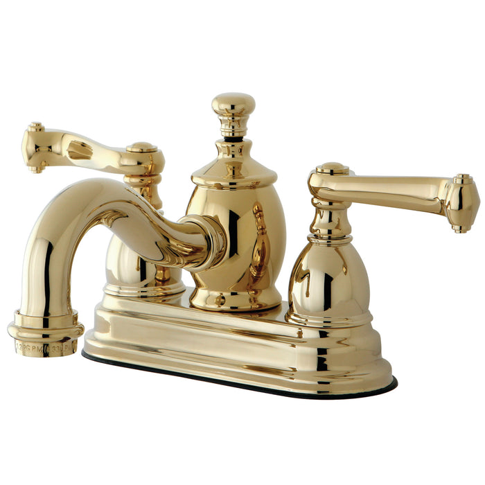 Royale KS7102FL Double-Handle 3-Hole Deck Mount 4-Inch Centerset Bathroom Faucet with Brass Pop-Up, Polished Brass