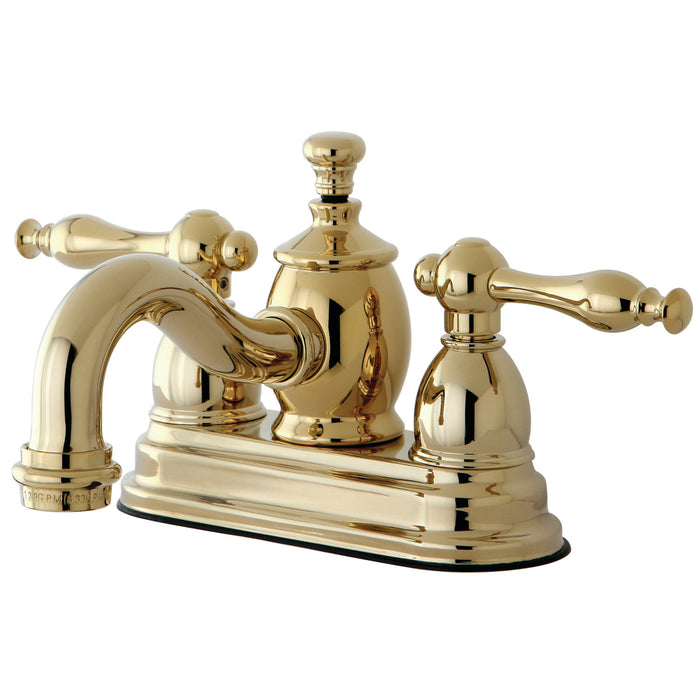 Naples KS7102NL Double-Handle 3-Hole Deck Mount 4-Inch Centerset Bathroom Faucet with Brass Pop-Up, Polished Brass