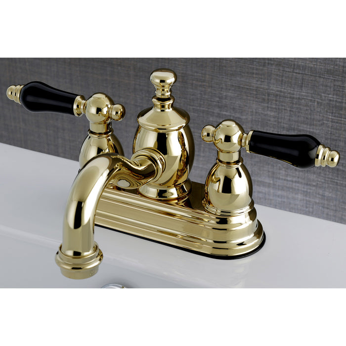 Duchess KS7102PKL Double-Handle 3-Hole Deck Mount 4-Inch Centerset Bathroom Faucet with Brass Pop-Up, Polished Brass