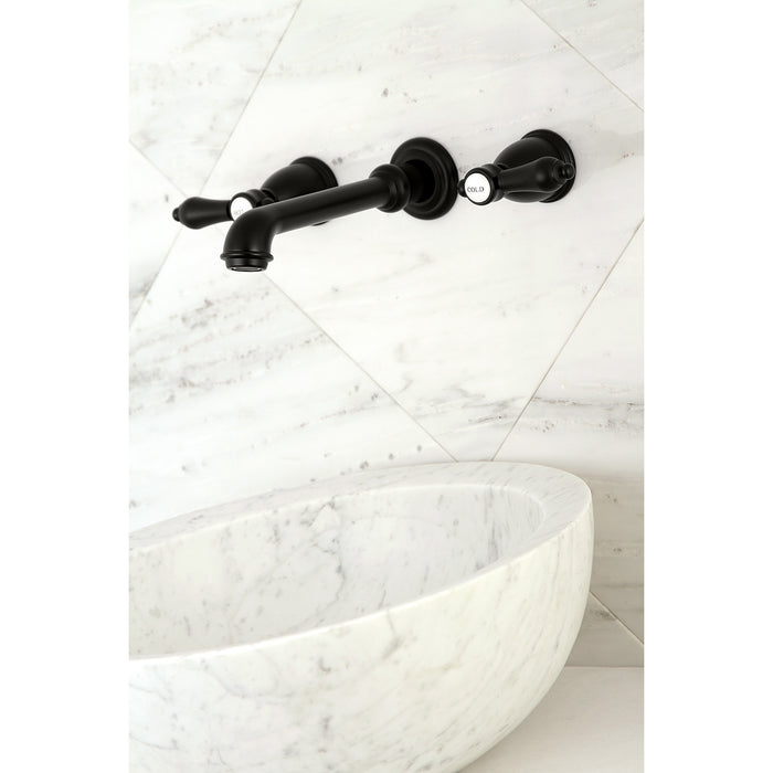 Heirloom KS7120BAL Double-Handle 3-Hole Wall Mount Bathroom Faucet, Matte Black