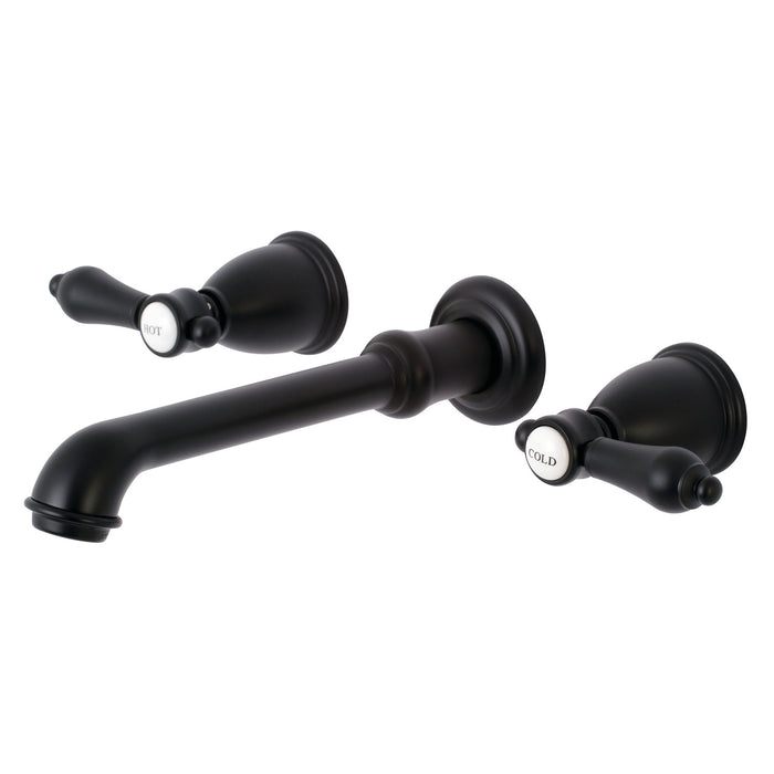 Heirloom KS7120BAL Double-Handle 3-Hole Wall Mount Bathroom Faucet, Matte Black