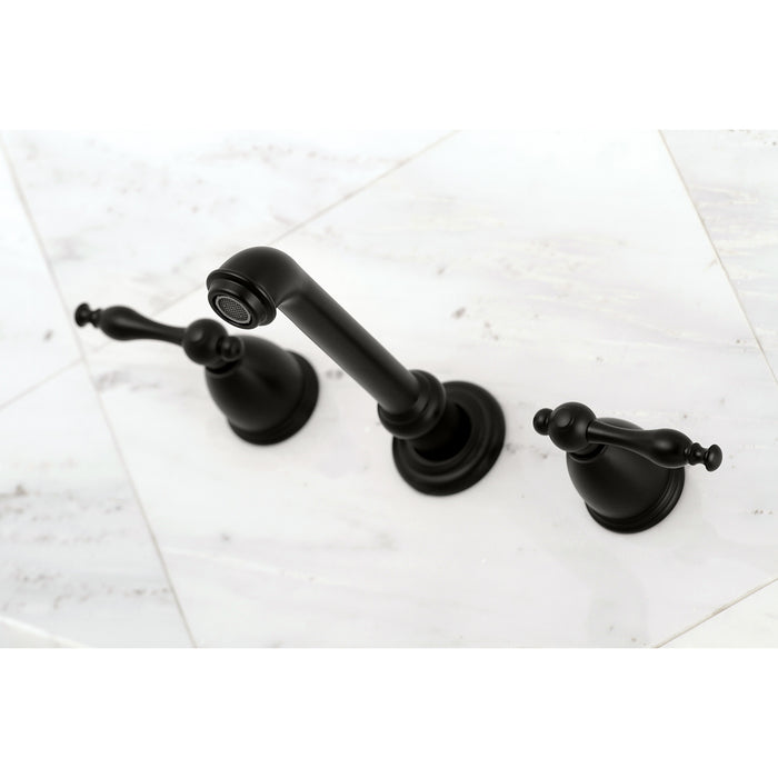 Naples KS7120NL Double-Handle 3-Hole Wall Mount Bathroom Faucet, Matte Black