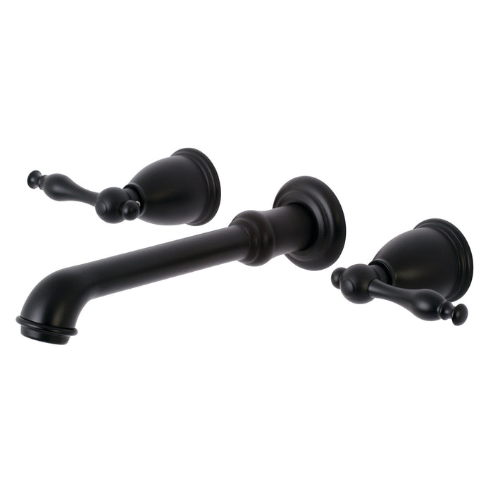 Naples KS7120NL Double-Handle 3-Hole Wall Mount Bathroom Faucet, Matte Black