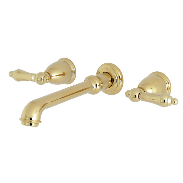 English Country KS7122AL Double-Handle 3-Hole Wall Mount Bathroom Faucet, Polished Brass