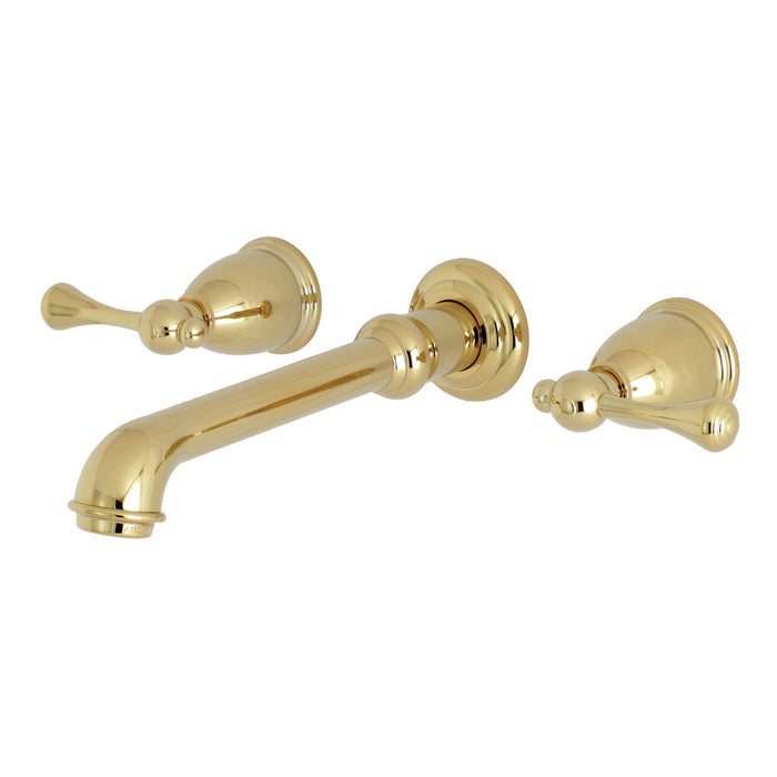 English Country KS7122BL Double-Handle 3-Hole Wall Mount Bathroom Faucet, Polished Brass