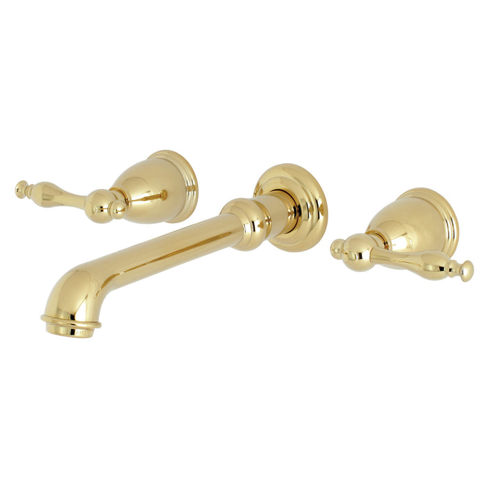 Naples KS7122NL Double-Handle 3-Hole Wall Mount Bathroom Faucet, Polished Brass