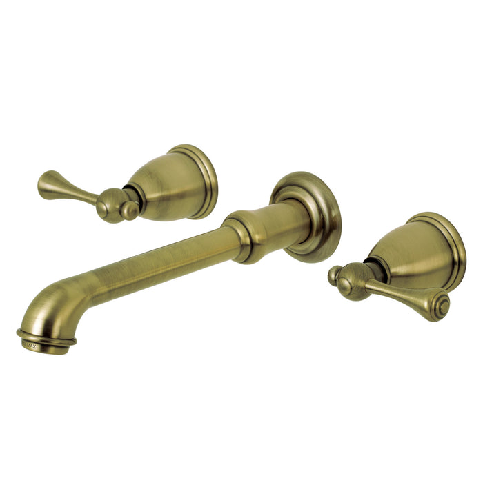 English Country KS7123BL Double-Handle 3-Hole Wall Mount Bathroom Faucet, Antique Brass