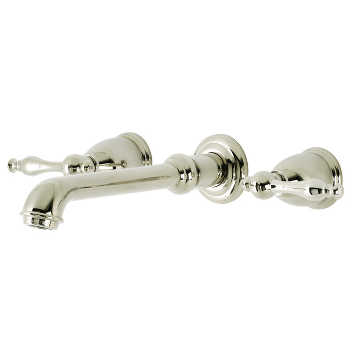 Naples KS7126NL Double-Handle 3-Hole Wall Mount Bathroom Faucet, Polished Nickel