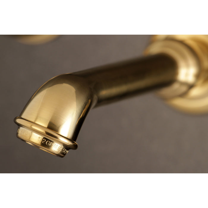 English Country KS7127BL Double-Handle 3-Hole Wall Mount Bathroom Faucet, Brushed Brass