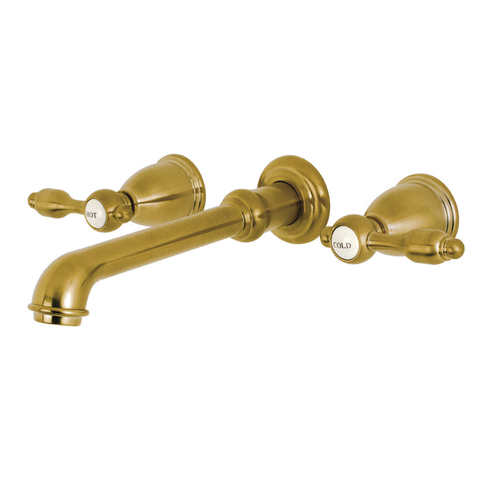 Tudor KS7127TAL Double-Handle 3-Hole Wall Mount Bathroom Faucet, Brushed Brass