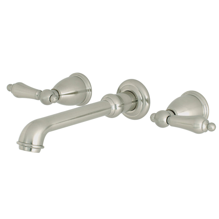 English Country KS7128AL Double-Handle 3-Hole Wall Mount Bathroom Faucet, Brushed Nickel