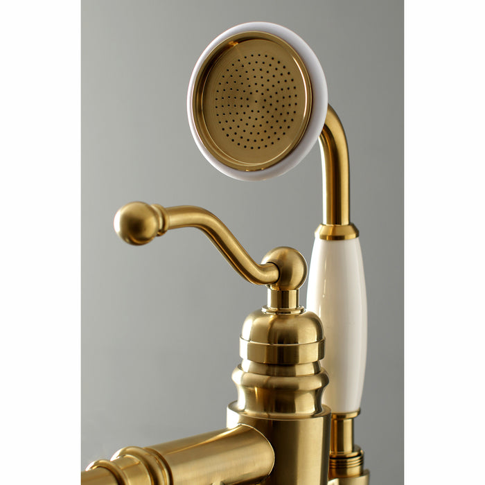 English Country KS7137ABL Single-Handle 1-Hole Freestanding Tub Faucet with Hand Shower, Brushed Brass