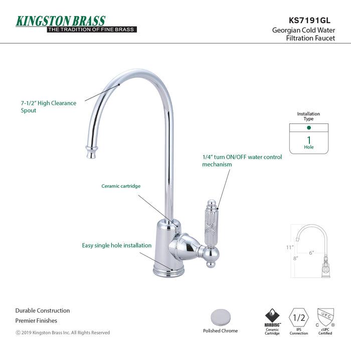 Georgian KS7191GL Single-Handle 1-Hole Deck Mount Water Filtration Faucet, Polished Chrome