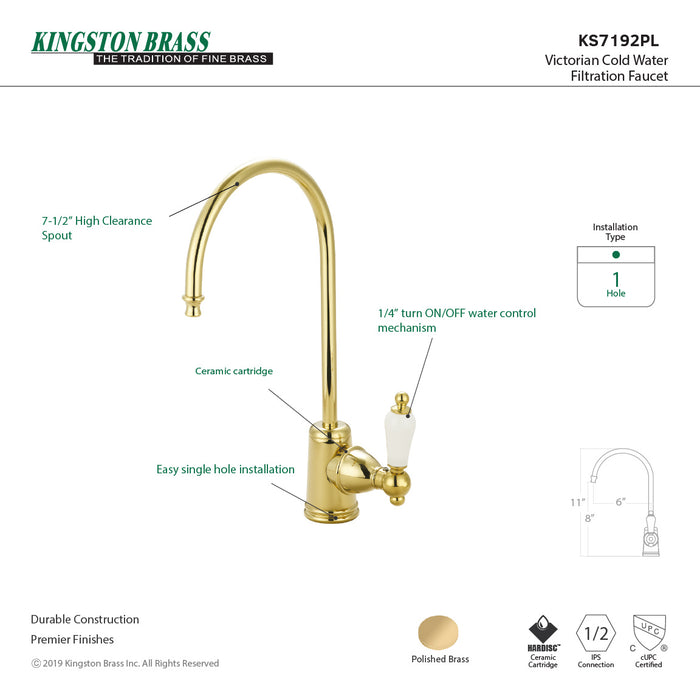 Victorian KS7192PL Single-Handle 1-Hole Deck Mount Water Filtration Faucet, Polished Brass