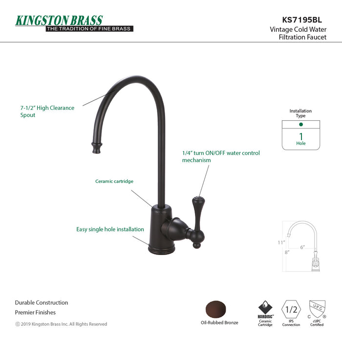 Vintage KS7195BL Single-Handle 1-Hole Deck Mount Water Filtration Faucet, Oil Rubbed Bronze