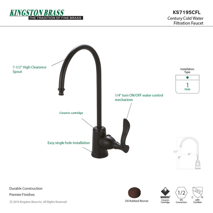 Century KS7195CFL Single-Handle 1-Hole Deck Mount Water Filtration Faucet, Oil Rubbed Bronze