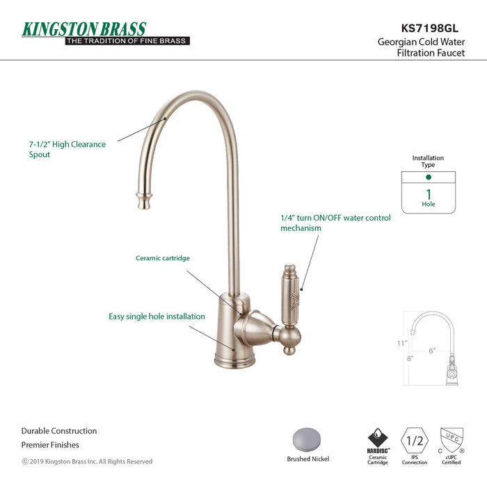 Georgian KS7198GL Single-Handle 1-Hole Deck Mount Water Filtration Faucet, Brushed Nickel