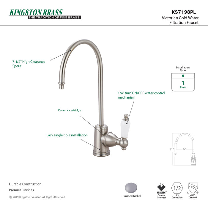 Victorian KS7198PL Single-Handle 1-Hole Deck Mount Water Filtration Faucet, Brushed Nickel