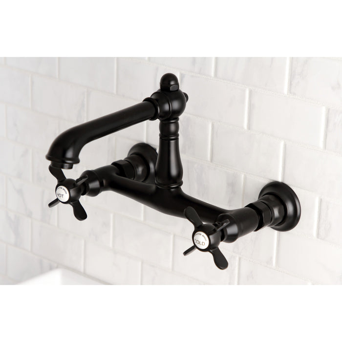 Essex KS7240BEX Double-Handle 2-Hole Wall Mount Bathroom Faucet, Matte Black