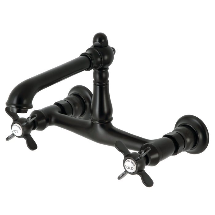 Essex KS7240BEX Double-Handle 2-Hole Wall Mount Bathroom Faucet, Matte Black