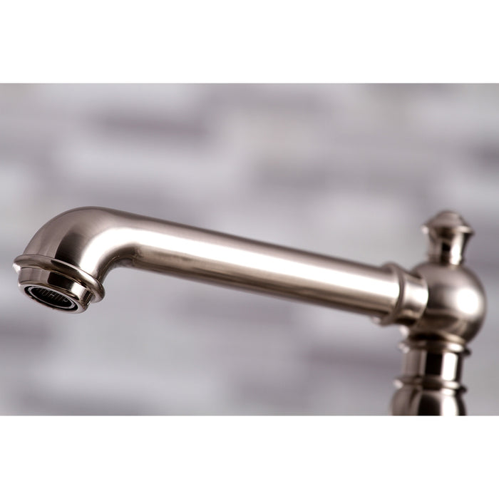 Duchess KS7278PKLBS Two-Handle 4-Hole Deck Mount Bridge Kitchen Faucet with Brass Side Sprayer, Brushed Nickel