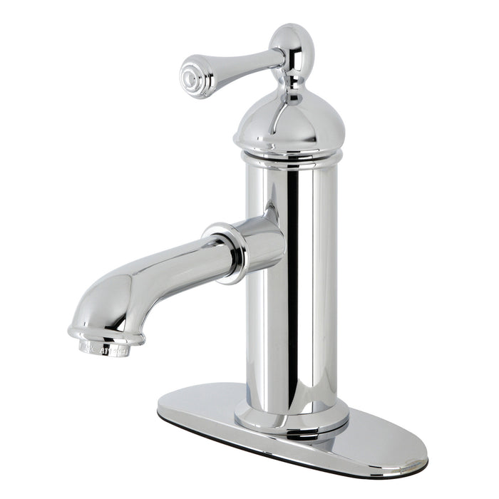 Paris KS7411BL One-Handle 1-Hole Bathroom Faucet with Deck Plate and Brass Pop-Up Drain, Polished Chrome