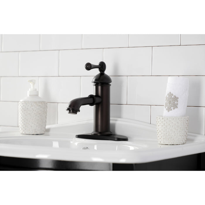 Paris KS7415BL One-Handle 1-Hole Bathroom Faucet with Deck Plate and Brass Pop-Up Drain, Oil Rubbed Bronze