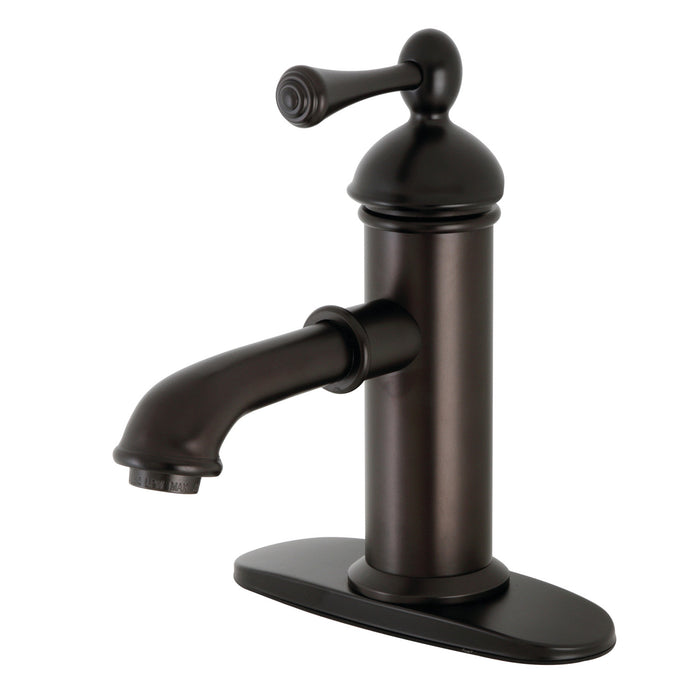 Paris KS7415BL One-Handle 1-Hole Bathroom Faucet with Deck Plate and Brass Pop-Up Drain, Oil Rubbed Bronze