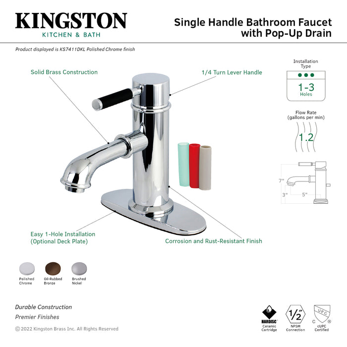 Kaiser KS7415DKL One-Handle 1-Hole Bathroom Faucet with Deck Plate and Brass Pop-Up Drain, Oil Rubbed Bronze