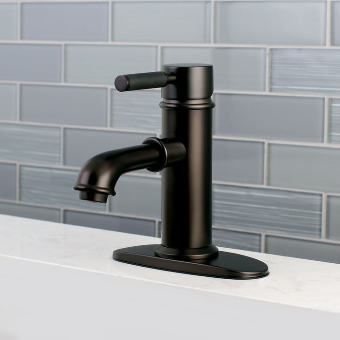 Kaiser KS7415DKL One-Handle 1-Hole Bathroom Faucet with Deck Plate and Brass Pop-Up Drain, Oil Rubbed Bronze